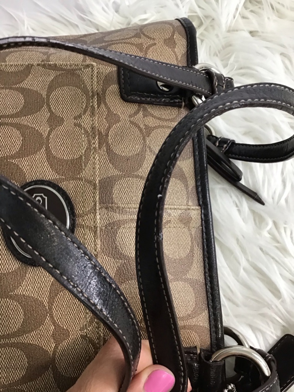 Coach Peyton Signature Logo Heritage Handbag Tote BrownVintage Y2K - Picture 13 of 16
